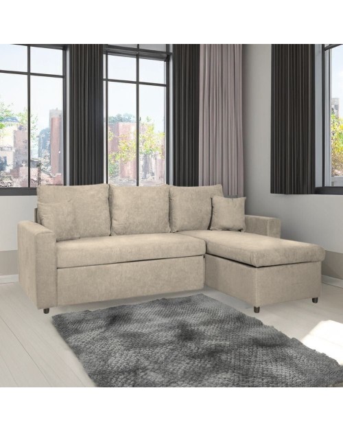 Divano con penisola reversibile funzione letto Golf tessuto cappuccino Barrel09