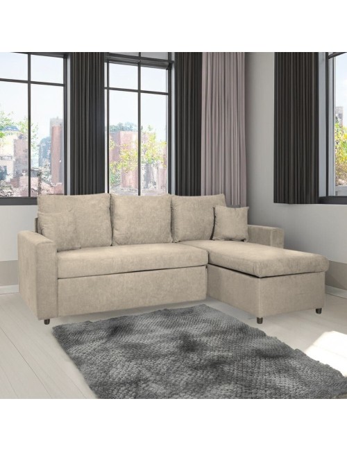 Divano con penisola reversibile funzione letto Golf tessuto cappuccino Barrel09