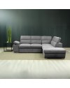 Divano Letto Angolare destro Arizona con pouf contenitore e poggiatesta regolabili colore grigio 264x224x78H