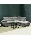 Divano Letto Angolare destro Arizona con pouf contenitore e poggiatesta regolabili colore grigio 264x224x78H