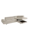 Divano angolare destro Julie Barrel con letto estraibile beige 297x206x79