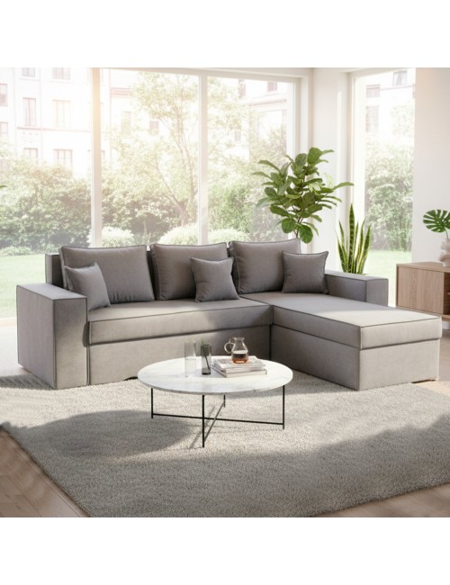 Divano con Penisola Contenitore Reversibile Grigio Cenere