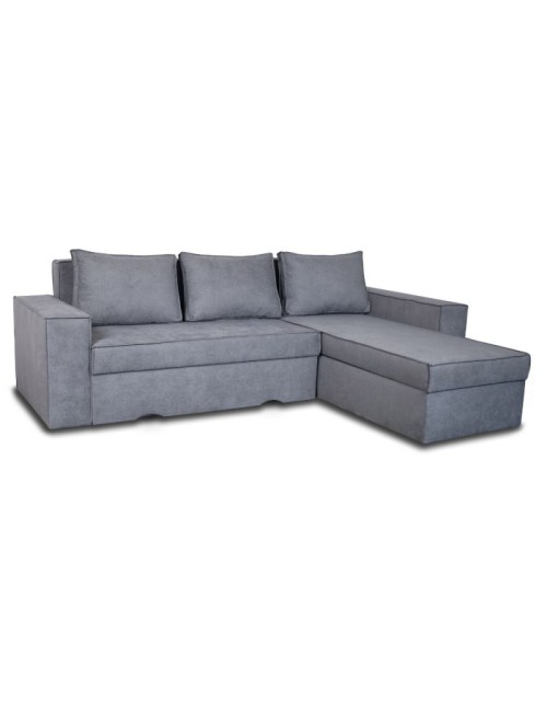Divano con Penisola Contenitore Reversibile Grigio Cenere