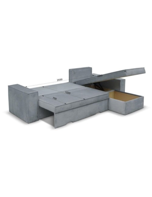 Divano con Penisola Contenitore Reversibile Grigio Cenere