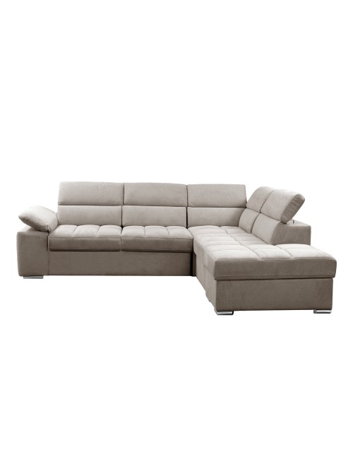 Divano Letto Angolare Capri Reversibile con Pouf Contenitore – Tortora