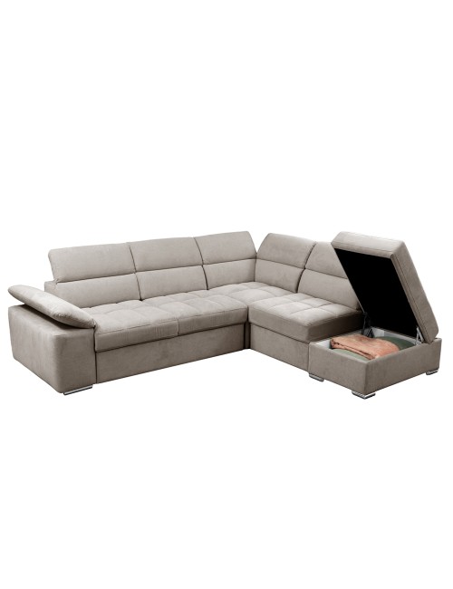 Divano Letto Angolare Capri Reversibile con Pouf Contenitore – Tortora