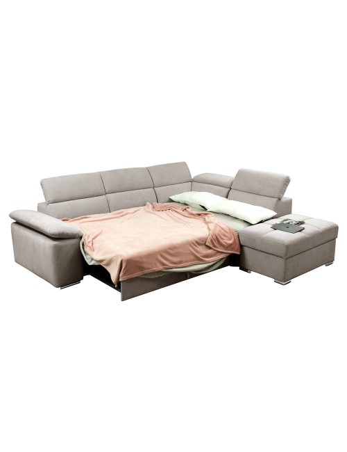 Divano Letto Angolare Capri Reversibile con Pouf Contenitore – Tortora