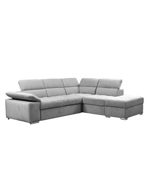 Divano Letto Angolare Capri Reversibile con Pouf Contenitore – Grigio chiaro