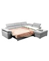 Divano Letto Angolare Capri Reversibile con Pouf Contenitore – Grigio chiaro