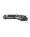 Divano angolare Sigmar tessuto grigio Prada6 con seduta traslante 300x250x100H