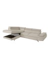 Divano angolare sinistro Julie Barrel con letto estraibile beige 297x206x79