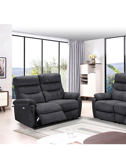 Divano 2 Posti 2 Recliner Elettrici Brienz Colore Grigio Scuro
