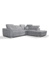 Divano Angolare Carovigno con Penisola destra e Pouff Contenitore 270x240x75H – Comfort e Design in Tessuto Teddy Grigio