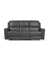 Divano 3 posti recliner elettrici in vera pelle grigio scuro Claus 211x77x103H