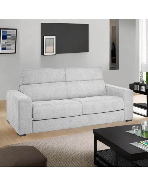 Divano letto 3 posti Crien tessuto Luna grigio chiaro 205x97x83H