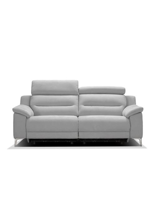 Divano Egeo 3 Posti con 2 Recliner Elettrici in Tessuto Grigio 214x97x96 – Comfort e Design Moderno