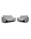 Divano Egeo 3 Posti con 2 Recliner Elettrici in Tessuto Grigio 214x97x96 – Comfort e Design Moderno