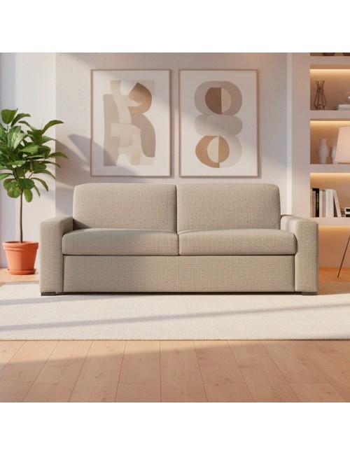 Divano letto 3 posti Flash tessuto Queens colore beige 200x98x86h