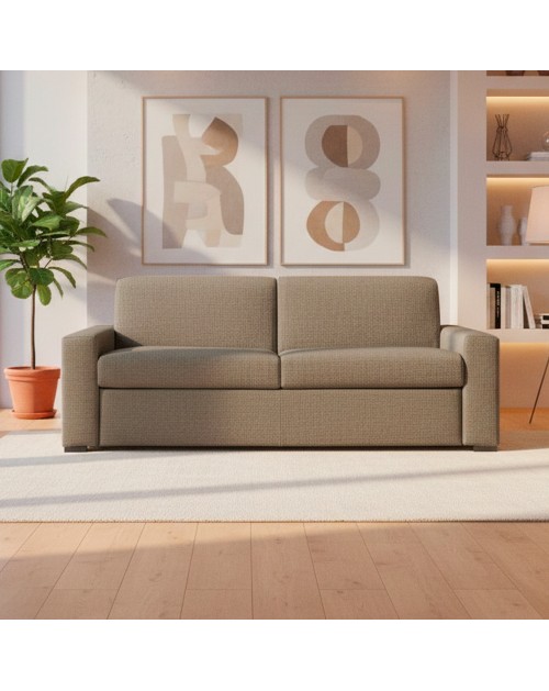 Divano letto 3 posti Flash tessuto Queens colore camel 200x98x86h