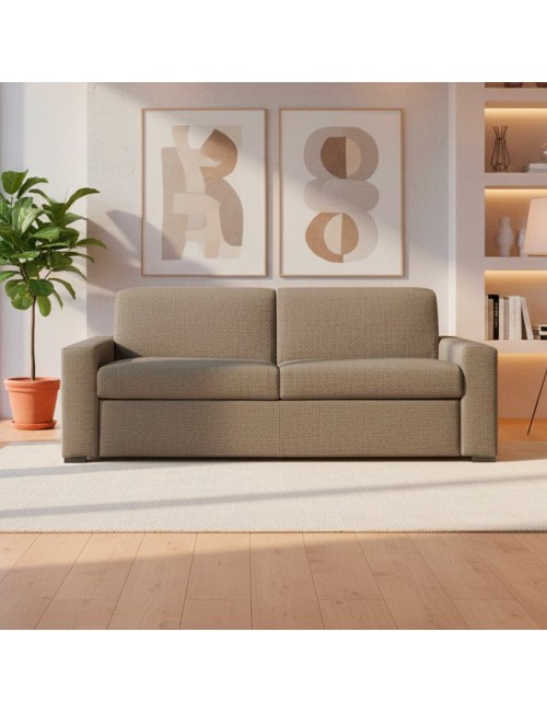 Divano letto 3 posti Flash tessuto Queens colore camel 200x98x86h