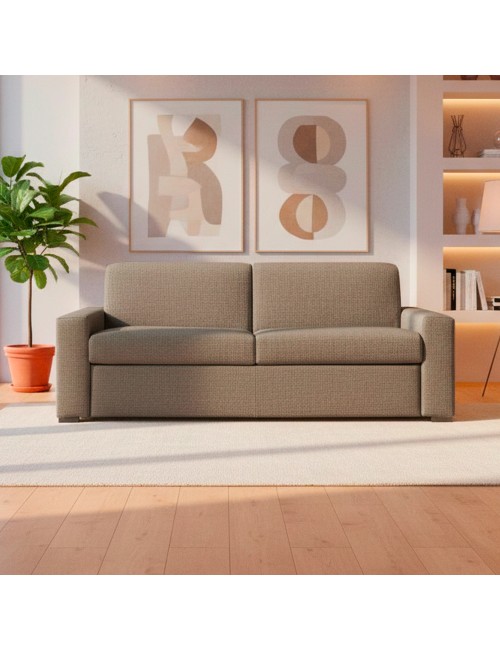 Divano letto 3 posti Flash tessuto Queens colore taupè 200x98x86h