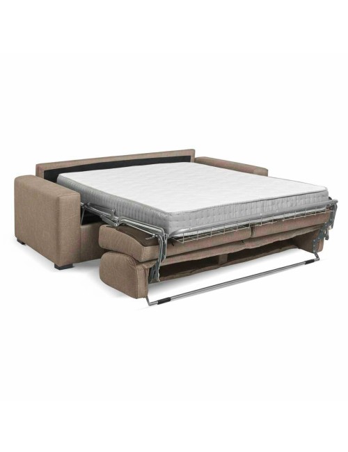 Divano letto 3 posti Flash tessuto Queens colore taupè 200x98x86h