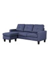 Divano 3 posti Giulivo blu con pouf e chaise longue componibile 195x130x88H