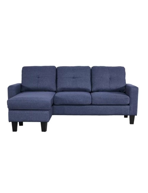 Divano 3 posti Giulivo blu con pouf e chaise longue componibile 195x130x88H