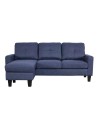 Divano 3 posti Giulivo blu con pouf e chaise longue componibile 195x130x88H