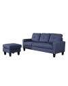 Divano 3 posti Giulivo blu con pouf e chaise longue componibile 195x130x88H