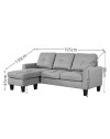 Divano 3 posti Giulivo blu con pouf e chaise longue componibile 195x130x88H
