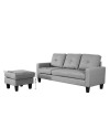 Divano 3 posti Giulivo blu con pouf e chaise longue componibile 195x130x88H