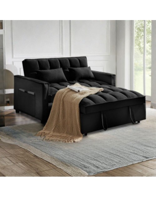 Divano 2 posti con letto estraibile nero 135x93x78H Eiri