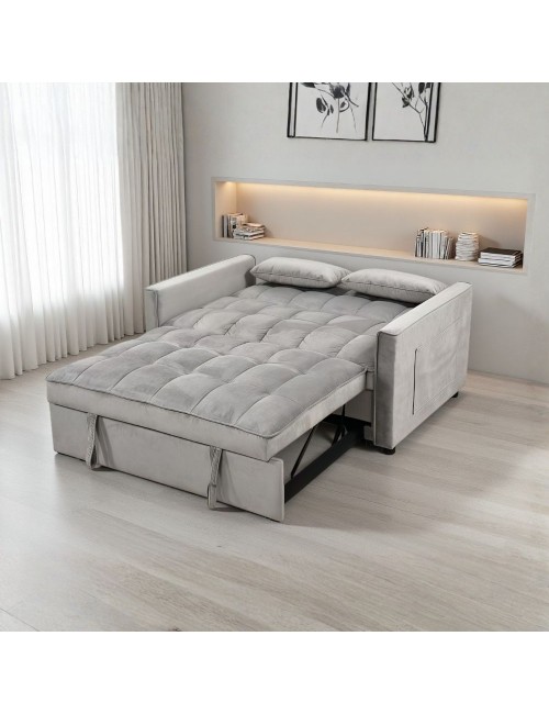 Divano 2 posti con letto estraibile grigio chiaro 135x88x80H Eiri