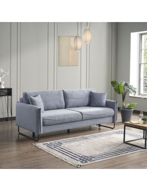 Divano funzione letto 3 posti tessuto grigio chiaro Fly 214x108x96H