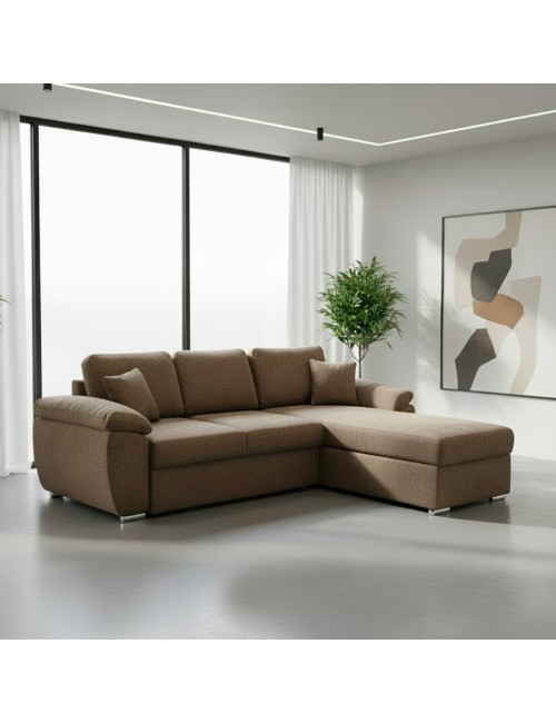 Divano Letto con penisola reversibile e contenitore Alberta colore cappuccino 260x182x89H