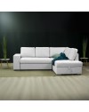 Divano letto angolare Bali con penisola contenitore in tessuto grigio chiaro 248x176x92H