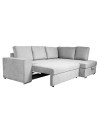 Divano letto angolare Bali con penisola contenitore in tessuto grigio chiaro 248x176x92H