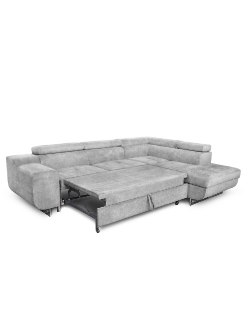 Divano Letto Angolare Casablanca con Penisola Contenitore Destra – Grigio Chiaro