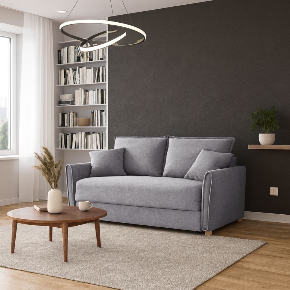 Divano Letto Cassie 3 posti tessuto grigio 176x93x97H: Stile, Comfort e Funzionalità