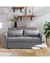 Divano letto Clorene in velluto grigio con porta USB e tasca laterale 140,5x94,5x82H