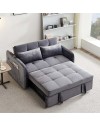 Divano letto Clorene in velluto grigio con porta USB e tasca laterale 140,5x94,5x82H