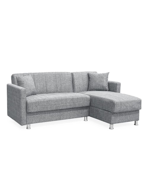 Divano letto Oasis con penisola contenitore reversibile tessuto grigio 200x134x80H