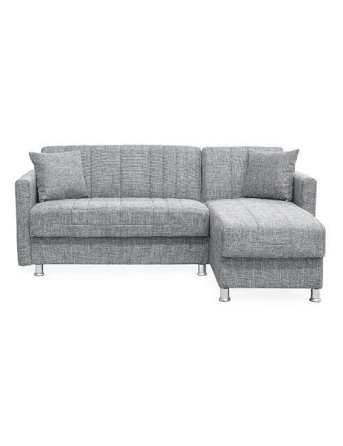 Divano letto Oasis con penisola contenitore reversibile tessuto grigio 200x134x80H