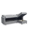 Divano letto Oasis con penisola contenitore reversibile tessuto grigio 200x134x80H