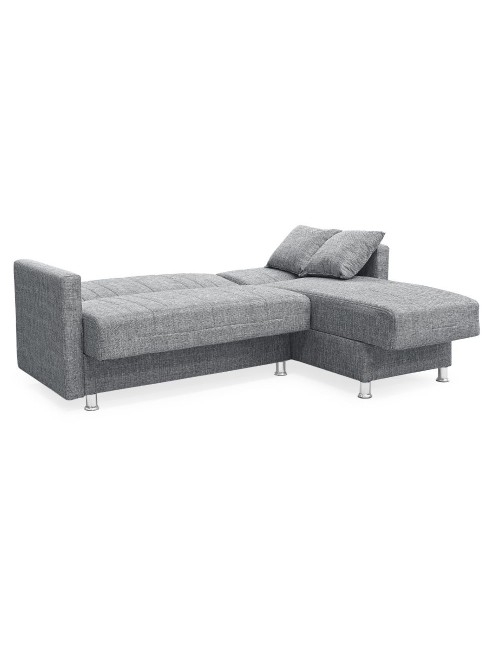 Divano letto Oasis con penisola contenitore reversibile tessuto grigio 200x134x80H