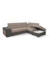 Divano Letto Angolare Sophie con Penisola Destra, 2 Pouf Estraibili e Pouf Contenitore – Tortora e Grigio Scuro