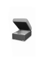 Divano Letto Angolare Sophie con Penisola Destra, 2 Pouf Estraibili e Pouf Contenitore – grigio e Grigio Chiaro