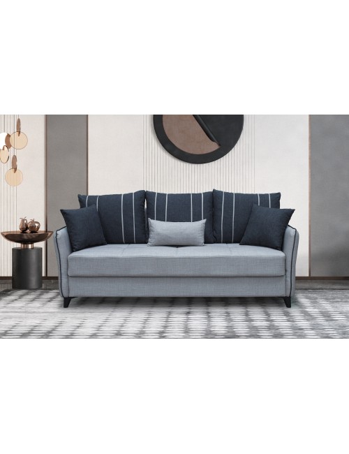 Divano 3 Posti Funzione Letto Contenitore Panama Tessuto Grigio Chiaro