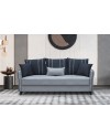 Divano 3 posti funzione letto contenitore Panama in tessuto grigio chiaro e cuscini grigio scuro 210x94x80h